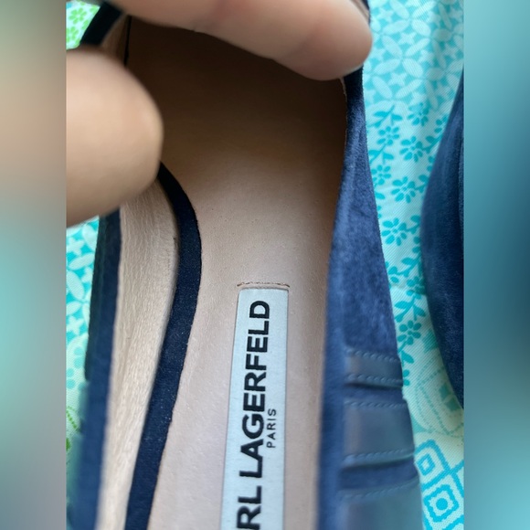 Karl Lagerfeld Men's Dark Blue Suede Loafers - Picture 3 of 4